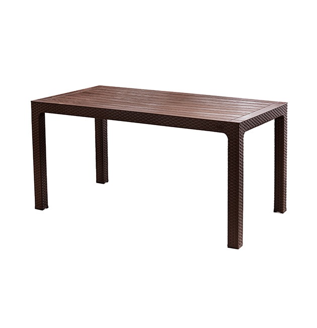 MESA ROBLE CON RATAN 150 X 80 REY