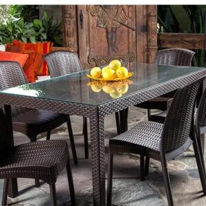 Mesa Tavarua Mod. Ratan 140 x 85 + 6 Silla Mod. Ratan Sin Brazo Rey