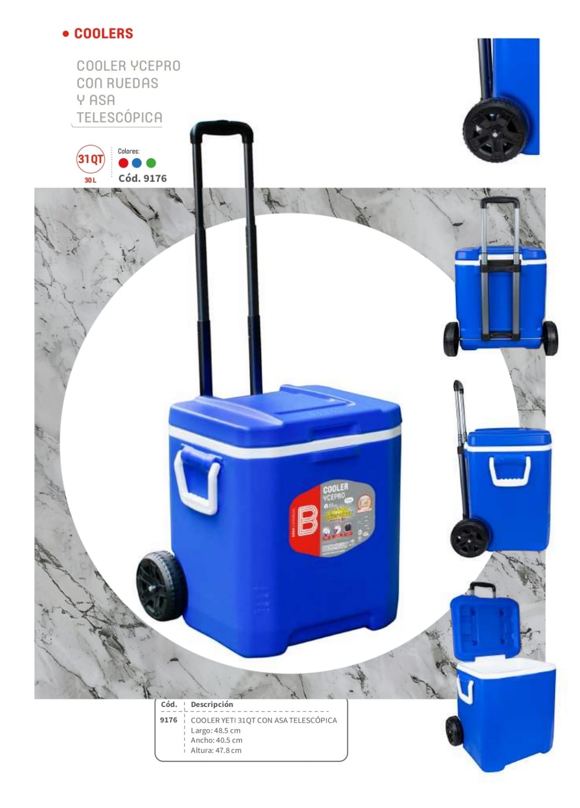 COOLER YCEPRO 31 QT CON RUEDA BASA