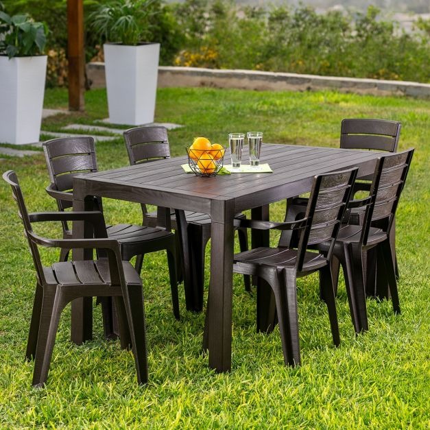 Mesa Roble 150 x 80 + 6 Silla Roble con Brazo rey