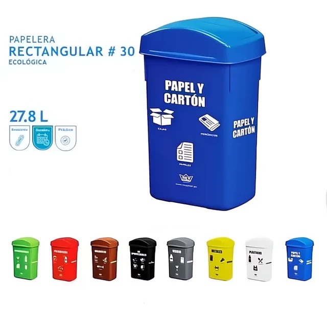 PAPELERA RECTANGULAR # 30 ECOLOGICO REY