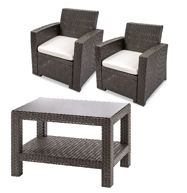 Set Balcón Tavarua ( Sillón 1 Cuerpo*2 Unid +Mesa de centro 70*80 Dos Niv. con vidrio Rey) - Imagen 2