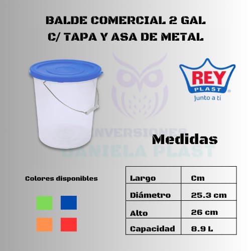 Balde Comercial 2 GL Con Tapa Rey