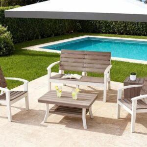 SET ROBLE # 03 (SILLON 1 CUER. X 2 + SILLON 2 CUERP. + MESA CENT ROBLE + MES AUX