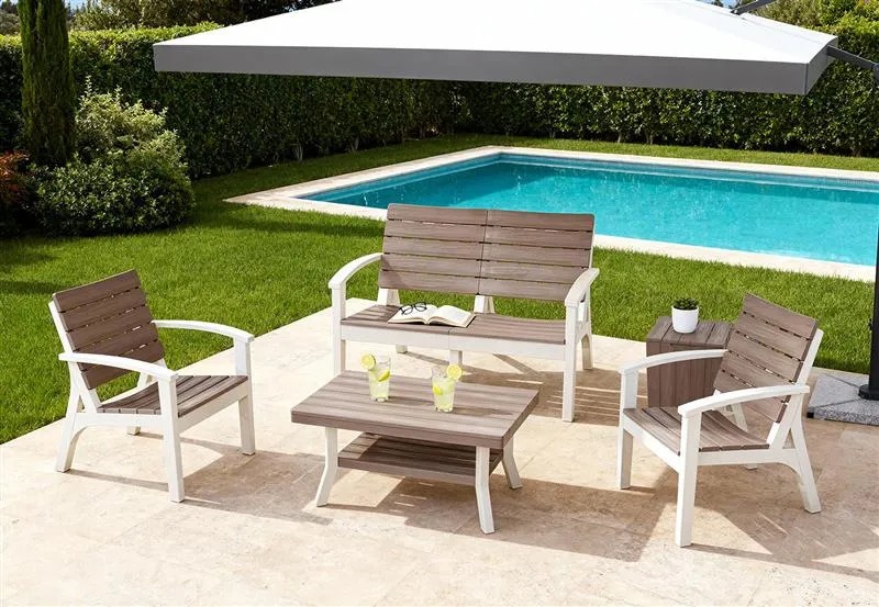 SET ROBLE # 03 (SILLON 1 CUER. X 2 + SILLON 2 CUERP. + MESA CENT ROBLE + MES AUX