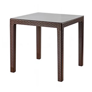 Mesa Tavarua 75 X 75 Modelo Ratan Con Vidrio Templado Rey