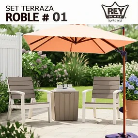 Set Roble # 01 (Sillon 1 Cuerpo X 2 + Mesa Auxiliar Roble) Rey