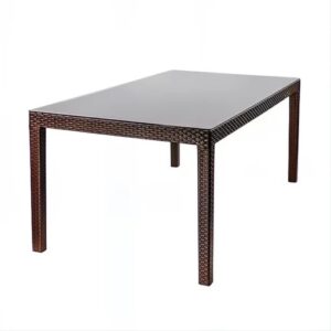Mesa Tavarua Modelo Ratan 190 x 85 Con Vidrio Templado Rey
